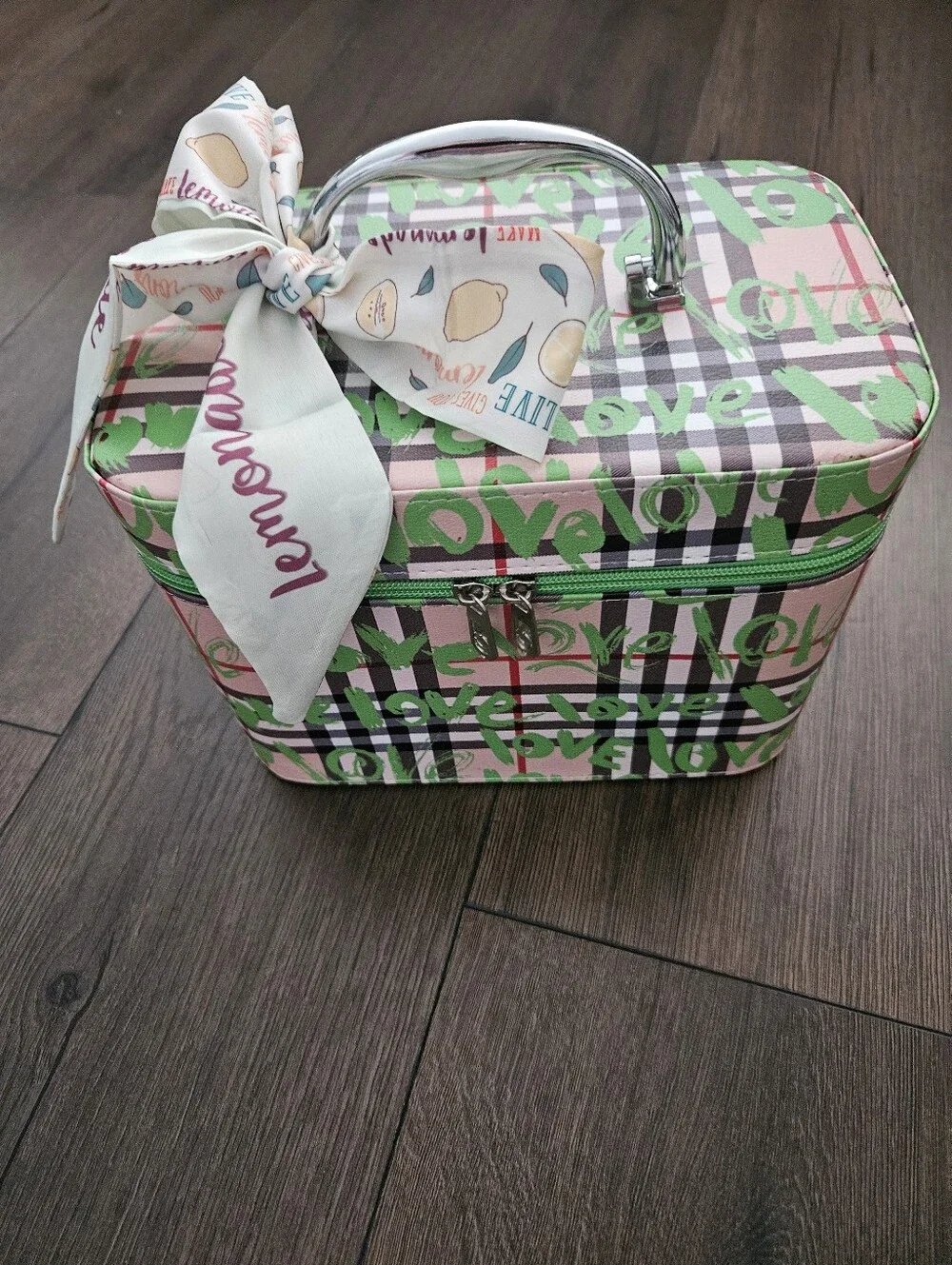 NEW Pink Plaid LOVE Train Case + Lemonade Twilly | Vanity Makeup Travel Case